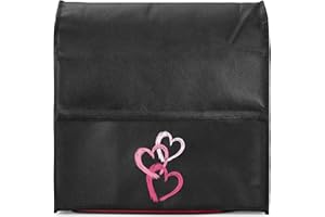 ‎KWMOBILE kwmobile Hülle kompatibel mit KitchenAid 4,3-4,8 liter - mit 3 Fächern - Küchenmaschine Staubschutz Abdeckhaube in Altrosa Rosa Schwarz Pinsel Herzen