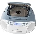 REFLEXION CD Player with Cassette and Radio for Mains and Battery Operation (PLL FM Radio, LCD Display, AUX Input, Headphone Jack), White/Blue, RCR2260