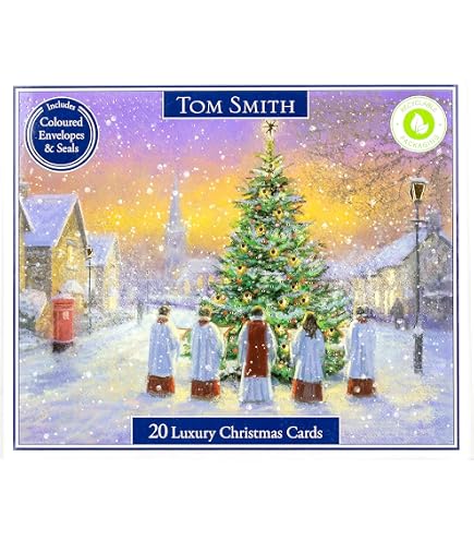 Tom Smith 10er Pack Weihnachtskarten – Briefkasten-Design Mit Rotkehlchen | Recycelbar, Plastikfrei, Made In UK