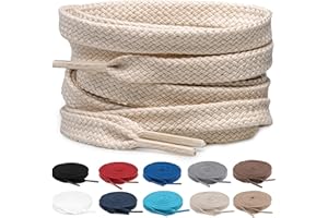 TULMERO 2 pares de cordones 100% algodón – Cordones planos de 8 mm de ancho para zapatillas de deporte