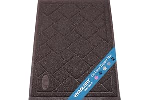 VIVAGLORY Cat Litter Mat Trackmat Litter Tray Mat, Litterbox Muddy Rug for Indoor & Floor, Easy Clean Washable Less-Mess Waterproof for Cat, 90cm×60cm, Brown