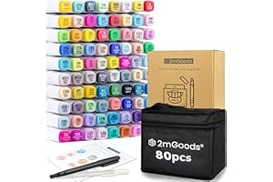 ‎2MGOODS 2mGoods 80 Colours Felt Tip Pens with Double Tip, Copic Marker Set, Twin Marker, Alcohol Marker for Adults, Colour Pens, Quick Drying, Low Odour, Lightfast, Ideal for Art and Sketching