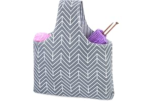 Teamoy Bolso de Ovillos Bolsa en Mano de Tejer Bolsos para Agujas Mochila de Crochet(Grande,Gris)