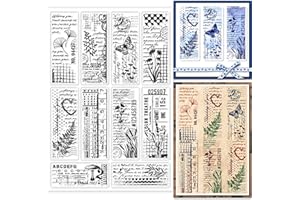 GLOBLELAND Tampons Transparents Plantes Motif Texte de Fleur Réutilisation Timbres Transparents Minuscule Vintage Style Tampons Transparents pour DIY Scrapbooking Album Photo