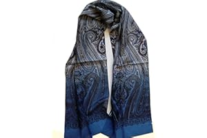 BBM-STYLE Seidenschal Herren Halstuch Seide Seidentuch zum Binden Paisley blau leichtes Seidentuch einlagig