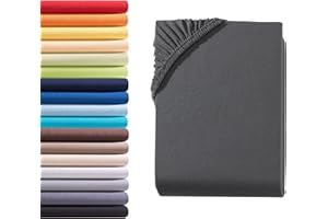 ‎HOMETEX PREMIUM TEXTILES Hometex Premium Textiles Boxspringbett Spannbettlaken Spannbetttuch bis 36 cm Steghöhe | Bettlaken Jersey aus 100% Baumwolle für Wasserbetten | Oeko-TEX® Made IN Green | 180-200x200-220 cm Anthrazit
