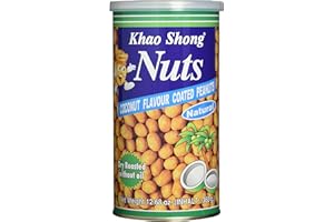 ‎KHAO SHONG Khao Shong Coconut Flavour coated Peanuts, Erdnüsse mit Kokos, knackige Nüsse im würzig-süßen Kokusnuss Mantel, knuspriger Snack, (1 x 360 g Dose)