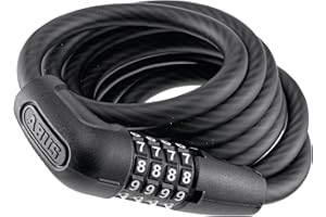 ABUS Lucchetto a Cavo Numero 5510C/180 - Lucchetto Compatto con codice a Combinazione per Biciclette a Due Ruote e per Bambini - Livello di Sicurezza 3 da 10 mm - Nero