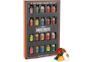 Smokehouse by Thoughtfully, Kit Cadeau d’Épices pour Barbecue, Comprend plusieurs assaisonnements : Ail Épicé, Romarin et Herbes, Chipotlé Citron Vert, Cajun etc. Pack de 20