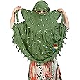 PRACHARAN Women Cotton Stylish Hand Printed Scarf, Anti Pollution Full face Scarf With UV Sun Rays Protection Scarf for Women and Girls