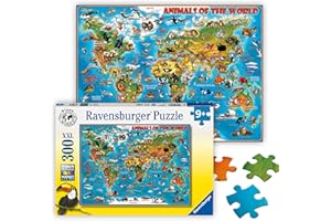 Ravensburger Kinderpuzzle - 13257 Tiere rund um die Welt - Puzzle-Weltkarte für Kinder ab 9 Jahren, mit 300 Teilen im XXL-Format