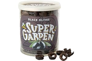 SUPERGARDEN Super Garden Olives Noires Lyophilisées - Collation Saine 100% Naturelle pour Végétaliens - Sans Sucre, Additifs ou Conservateurs - Sans Gluten & OGM.