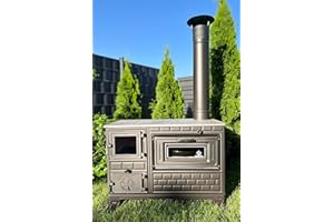 HOMEPARADISE Outdoor-Küchenofen Terrassenofen 9 kW Kuzine Soba/Gartenküche Holzofen Ofen mit Holzkohle (Brennkammertür: Glas)