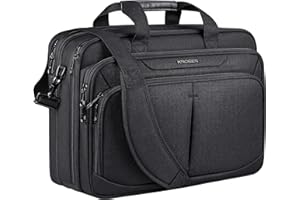 KROSER Bandolera para Portátil 17.1 Pulgadas Maletín Mochila de Trabajo Antirrobo Impermeable Mochila para Ordenador Portátil con Bolsillos RFID para Estudiantes/Viajes/Mujeres/Hombres-Negro