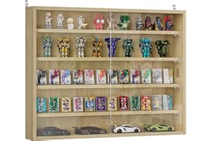 HOMCOM Vetrina Espositiva da Parete a 4 Ripiani Regolabili, Vetrinetta per Collezionismo, Bacheca Espositore a Muro per Oggetti da Collezione, in Vetro e Truciolato, 80x9.5x60 cm, Color Legno