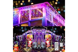 Moxled Icicle Outdoor Christmas Lights 9M/29.52ft 360 LED Multicolor Icicle Lights Mains Powered with Remote, Timer Memory Function, Waterproof Fairy Lights for Indoor Outdoor Xmas Decorations