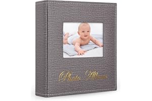 Album Photo 10x15 cm, Anhow PU Cuir 200 Photos Album Photo à Glisser pour Bébé, Mariage - Brun