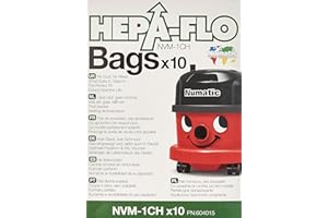 Numatic 604015 Staubsaugerbeutel Hepa-Flo NVM-1CH / Vlies-Filterbeutel geeignet für Henry, Hetty James, Junior, Harry, u.a. Numatic Staubsauger, 10 Stück, Weiß