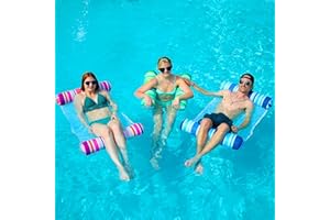 Sloosh Paquete de 3 hamacas flotantes inflables para piscina, hamacas de agua, accesorios multiusos para piscina (sillín, silla de salón, flotador) para lago, al aire libre, playa