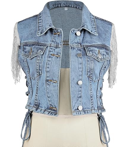 Jeansjacke Orandesigne Jacke Jeans Weste Damen Elegant ORANDESIGNE