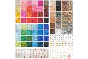 EUES 38000 perline per braccialetti, 3 mm, perline da infilare, 72 perline di colore con lettere dalla A alla Z, set di perline per la creazione di gioielli, braccialetti fai da te, collane
