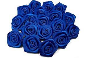 CREATIVERY Lot de 10 roses en satin de 3 cm pour décoration, bricolage, décoration de table, mariage, baptême, communion, Tissu, blau / königsblau 352 (25)
