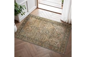 BEIMO Tapis Entrée Intérieur, Tapis de Porte Lavable, Tapis Salon Vintage, Tapis Chambre, Tapis Cuisine Dessous Antidérapant, Brun, 60x90cm
