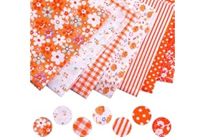 TOPKE 7pcs / Set Tissu en Coton pour la Couture Quilting Patchwork Home Textile Série Rose Tilda Doll Body Cloth (Orange, 25x25cm)