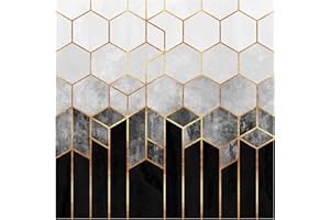 BILDERWELTEN Carta da parati Soggiorno Premium - Oro esagono Bianco e nero - 336 x 336cm