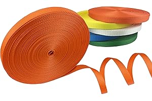 FIP CENTER Sangle polyester au mètre pour petit arrimage et manutention légère - Résistance 2 tonnes - largeur 25 mm - Vendu en rouleau (25 m, Orange)