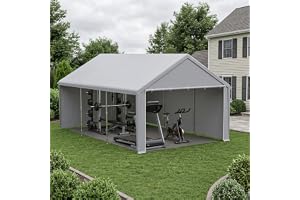 VA-Cerulean Carport tältgarage 4 x 6 m, förvaringstält med väderbeständig PE-presenning, garagetält med galvaniserad stålram