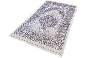 bazachi Mihrab Taffeta Portable Ottoman Prayer Mat/Rug - Made In Turkey (Purple)
