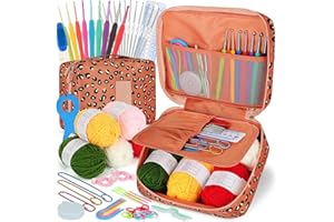 Coopay Kit Crochet Debutant Complet, avec Accessoires de Crochet Tricot, Sac Portable, 12 Mini Crochets de 0,6-1,9mm, 9 Aiguilles Crochets 2,0-6,0mm, 5 Pelotes de Laine en Acrylique, Crochet Kit