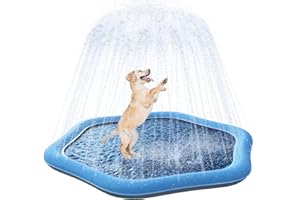YAUNGEL Dog Pool, 67in Anti-Slip Splash Sprinkler Pad for Large Dogs Swimming Pool BPA Free Thickened Durable Water Toy for Pets