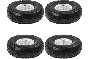 Yaheetech 4x PU Rad Vollreifen Sackkarrenrad, ØxB 255 x 80 mm, 4.10/3.50-4, 16 mm Achse Reifen, pannensicher verschleiß, Bollerwagen Ersatzrad Schubkarrenreifen