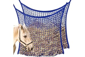 WEEKSUN 2 PCS Slow Feed Hay Net, Hay Bags for Horses with Large Capacity, Horse Feed Bag Easy to Hang, Hay Nets for Horses for Horse Feeder Full Day Feeding Horses Goat Stall Trailer (31.5" x 35.1")