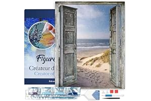 FIGURED'ART Figured’Art Diamond Painting Broderie Diamant 40x50cm Avec Cadre Toile Tendue Strass Perles Carrés - Porte ouverte sur la Plage - Kit Complet Paysage 5D DIY Activité Manuelle Loisirs Créatifs Adultes