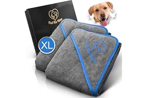FeelTheWau Hundehandtuch extra saugfähig - Hundehandtuch für große Hunde und kleine Hunde - KUSCHELWEICH - Hunde Handtuch - Geschenk für Hundebesitzer (2er Pack 130x75cm, Grau/Blau)