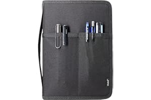 diodrio A5 Notizbuch mit Reißverschluss, mit YKK-Reißverschluss, für Moleskine Cahier A5 LEUCHTTURM Planer, Stiftschlaufe, wasserabweisend, nachfüllbar, Einbandtaschen, Schwarz