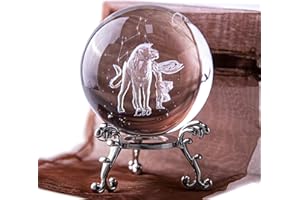 HDCRYSTALGIFTS Crystal 3D Constellation Ball Crystal Paperweight Full Sphere Glass Fengshui with Sliver-Plated Flowering Stand Gift for a Leo