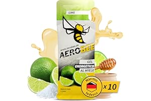 AEROBEE Gel energetico classico - Lime 10x26g [100% energetico naturale al miele] delizioso gel sportivo adatto per sport di resistenza, corsa con gel energetico di carboidrati