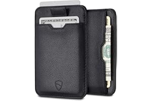 Vaultskin Etui na Karty Skórzane – Portfel Męski z Ochroną RFID, mini Portfel na Karty i Banknoty, cienki i kompaktowy (Czarny, CHELSEA)