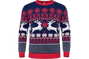 Litherday Świąteczny sweter męski sweter świąteczny zabawny brzydki świąteczny sweter męski zimowy renifer