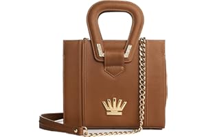 Zamponi Elegante borsa da donna marrone in vera pelle made in italy, audace e romantica Borsa a mano e a spalla con catena color oro firmata
