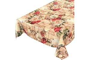 Anro obrus ceratowy, z motywem wiejskiego domu, z różowymi i literami, włókno syntetyczne, krawędź tnąca, 120 x 140 cm