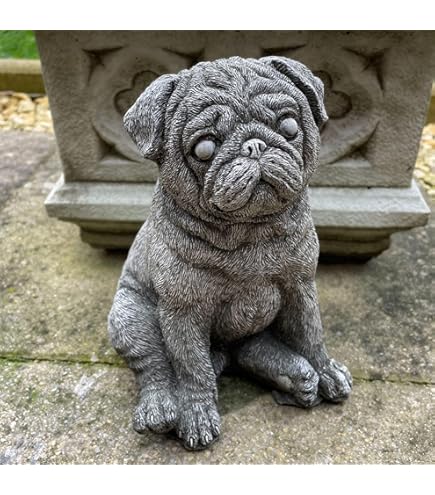 Vivid Arts | Pet Pals Black Pug Puppy | Resin Home or Garden