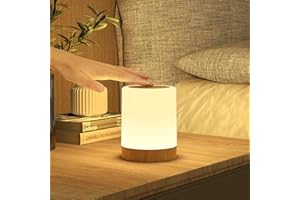 ‎BONSERY Bonsery Lampka nocna LED, dotykowa, ściemniana, 256 kolorów RGB i 3 trybami, lampka nocna dla dzieci, ładowana przez USB, z funkcją timera i pamięci, rysunek słojów drewna, bezprzewodowa, do dekoracji