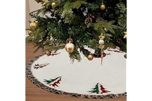 Dremisland Podkładka pod choinkę z kołnierzem, czerwony, stojak opaska na szyję, osłona podstawy choinki ze wzorem Świętego Mikołaja, na dekoracje świąteczne (czerwony i zielony, 122 cm)