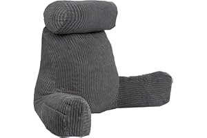 ‎BANANAIR bananair – Lesekissen für Bett und Sofa aus Cord – Abnehmbare, Maschinenwaschbare Hülle – Weich & Komfortabel, Rückenstütze mit Armlehnen & Ergonomischer Sitzfläche (Grau)