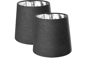 Navaris 2x Abat-jour - Set 2 abat-jour noir intérieur argenté pour ampoule E14 - Diamètre intérieur 29mm compatible avec ampoules correspondantes